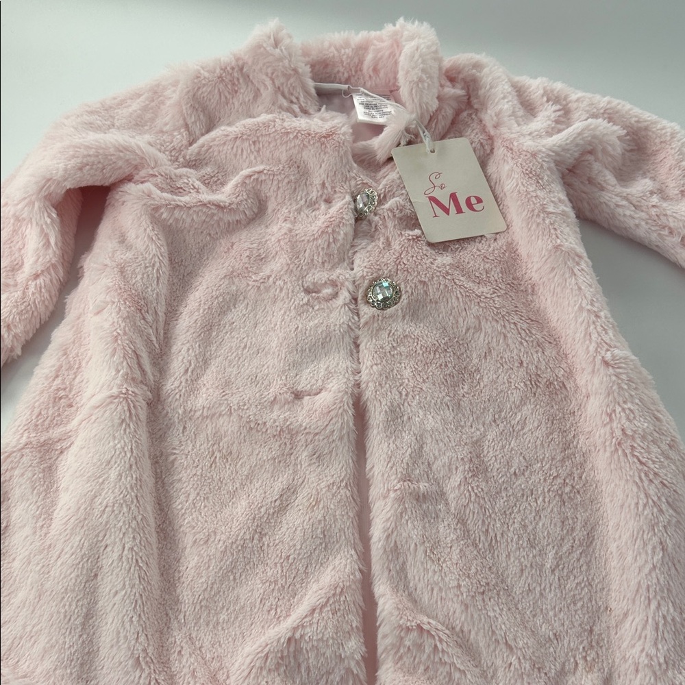 Blueberi Boulevard Soft Pink Faux Fur robe